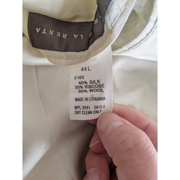 Men's Oscar de la Renta Silk Wool Blend Blazer Sport Coat Sand 44L 2 Button Suit - Picture 6 of 6